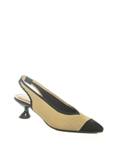 Beige/black elastic slingback MISS ELASTIC | 76535REINE-72